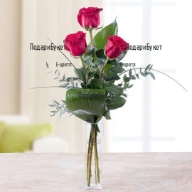 Send bouquet of 3 red roses to Sofia, Plovdiv, Varna, Burgas.