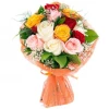 Frower delivery - bouquet of multicoloured roses and greenery