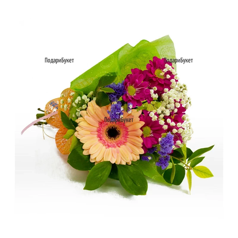 Send a bouquet of gerberas and chrysanthemums
