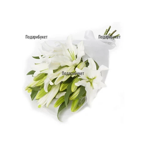 Flower delivery - bouquet of white lilies to Sofia, Plovdiv, Varna