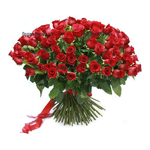 Send 101 red roses by courier