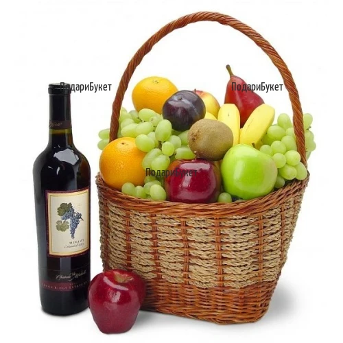 Send a basket with fruits and red wine to Sofia, Plovdiv, Varna