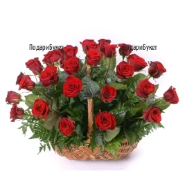 Order online basket with red roses to Sofia, Plovdiv, Varna, Burgas