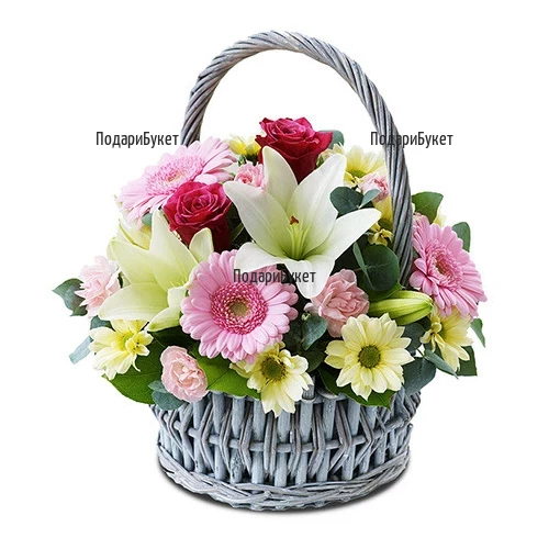 Order online basket with flowers