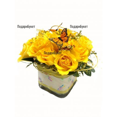 Send arrangements with yellow roses to Sofia, Plovdiv, Varna, Burgas