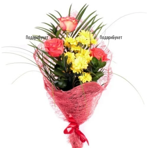 Send nice bouquet of roses and chrysanthemums to Sofia, Varna, Burgas