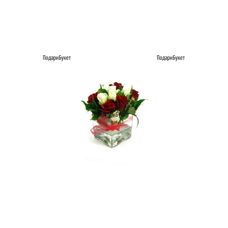 Send arrangements with roses in glass