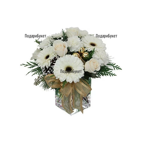 Unique white arrangement  for the Christmas and for the New Year