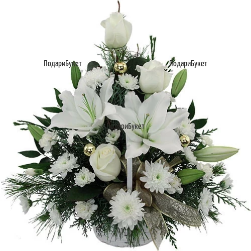 Order and send Christmas flower basket by courier