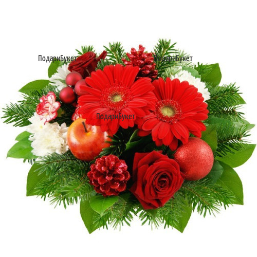 Online order and delivery of Christmas flowers by courier.