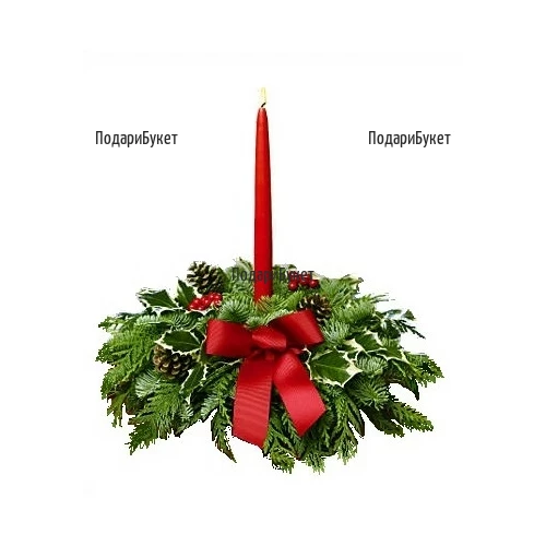 Send Christmas arrangement with one candle to Plovdiv