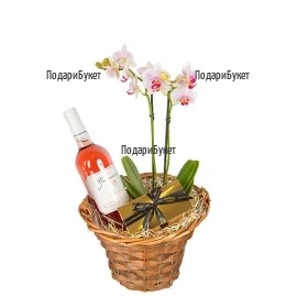 Онлайн поръчка и доставка на кошница с орхидея и подаръци в София