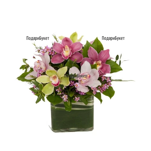 Online order for arrangement with orchids