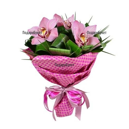 Order and delivery of bouquet of orchids and greenery