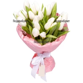 Send bouquet ot white tulips to Sofia, Plovdiv, Varna, Burgas