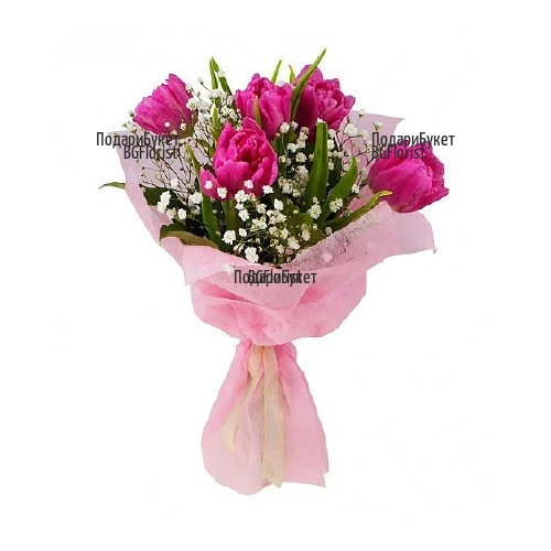 Онлайн поръчка на букет от розови лалета
