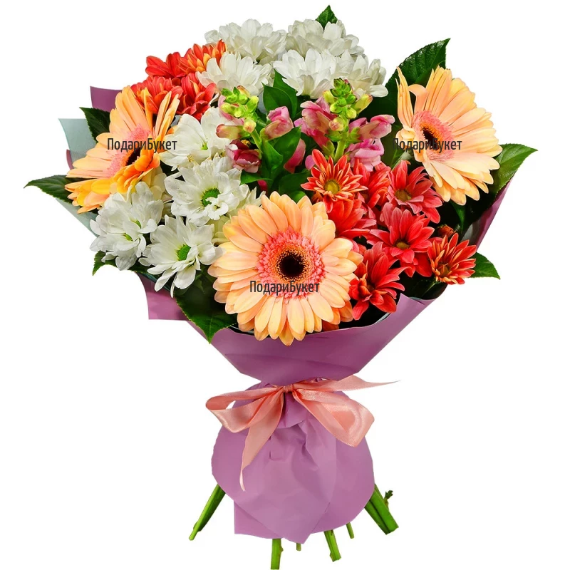 Send a bouquet of various flowers and greenery - Magic