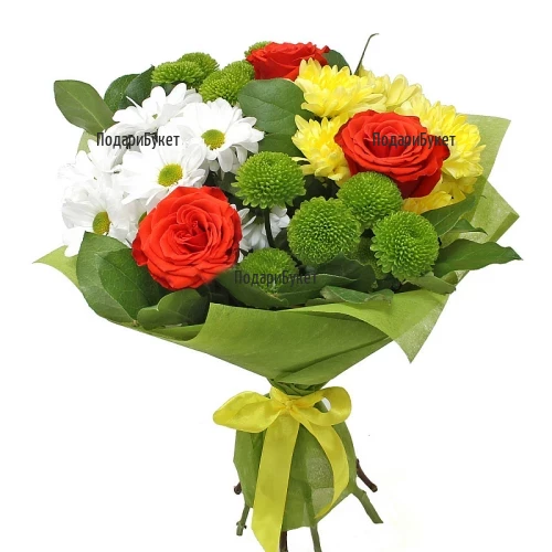 Send a bouquet of various flowers by courier.