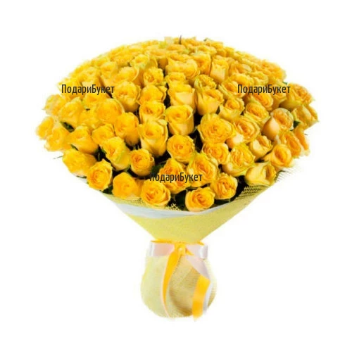 Доставка на букет от 101 жълти рози
