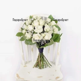 Flower delivery a bouquet of 15 white roses in Sofia