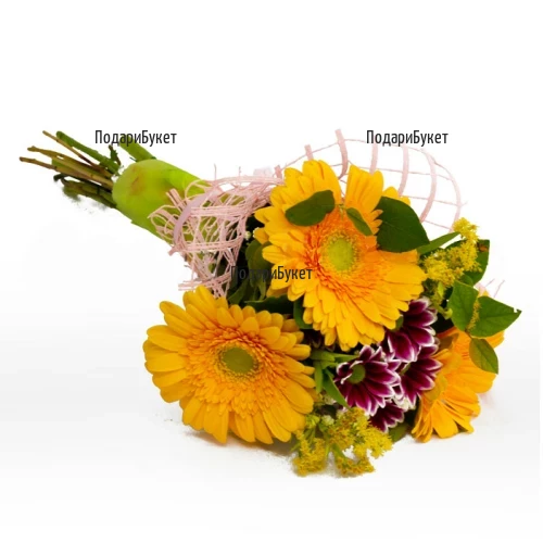 Send a bouquet of gerberas and greenery.