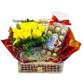 Send a basket with roses and gifts to Sofia, Plovdiv, Varna