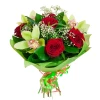 Bouquet of red roses and orchids