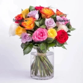 Send bouquet of multicoloured roses to Sofia, Plovdiv, Varna, Burgas