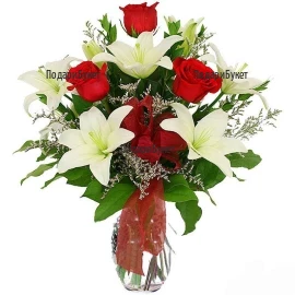 Flower delivery to Sofia, Plovdiv, Varna - bouquet of roses and lilies