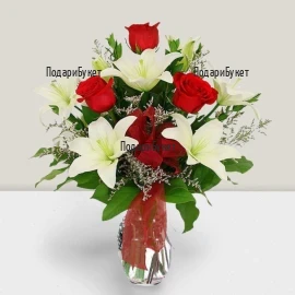Flower delivery to Sofia, Plovdiv, Varna - bouquet of roses and lilies