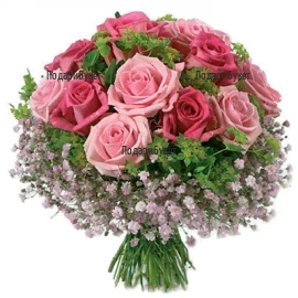 Send bouquet of pink roses to Sofia, Plovdiv, Varna, Burgas