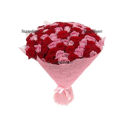 Send 101 red and pink roses by courier