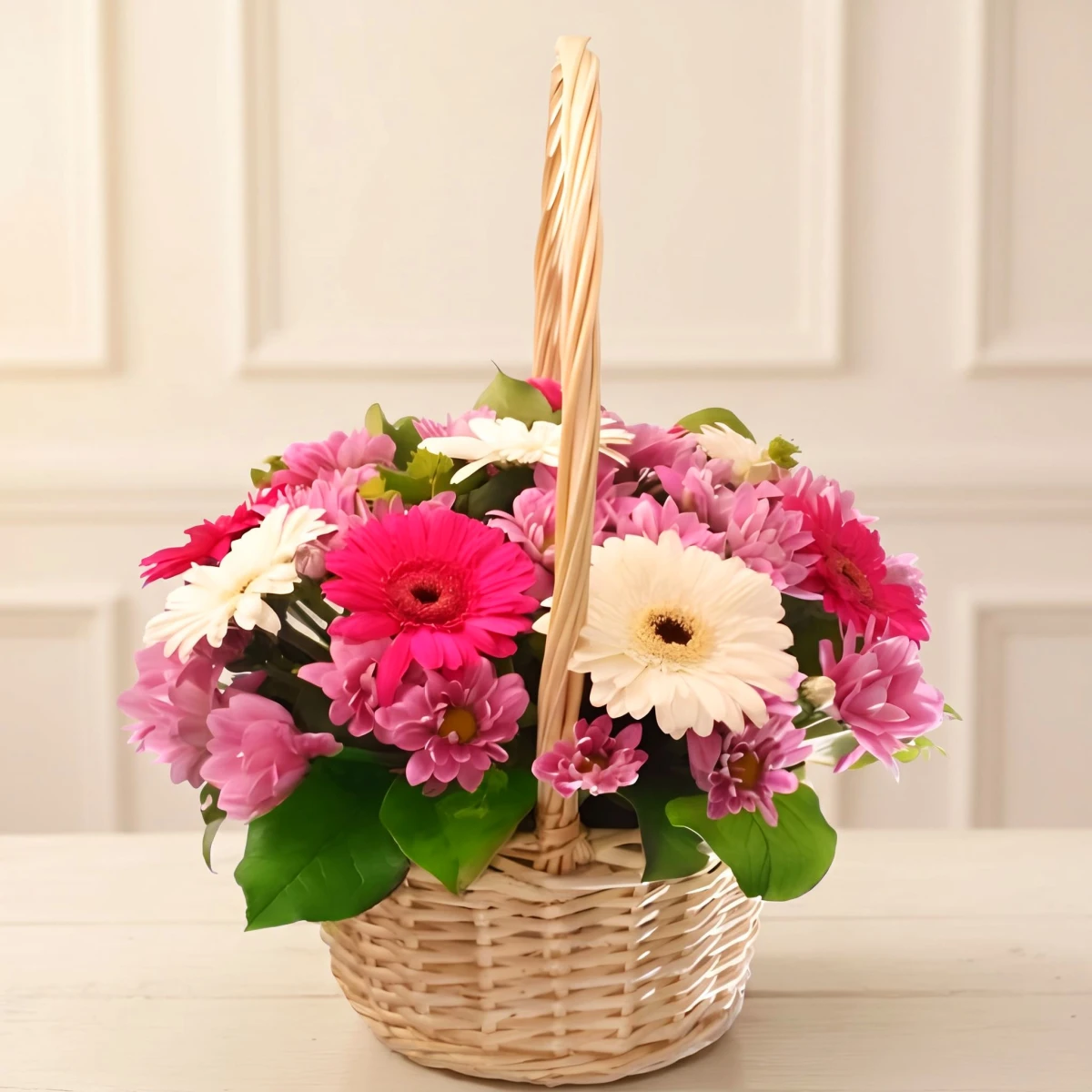 Send flower basket - gerberas and chrysanthemums to Sofia, Plovdiv