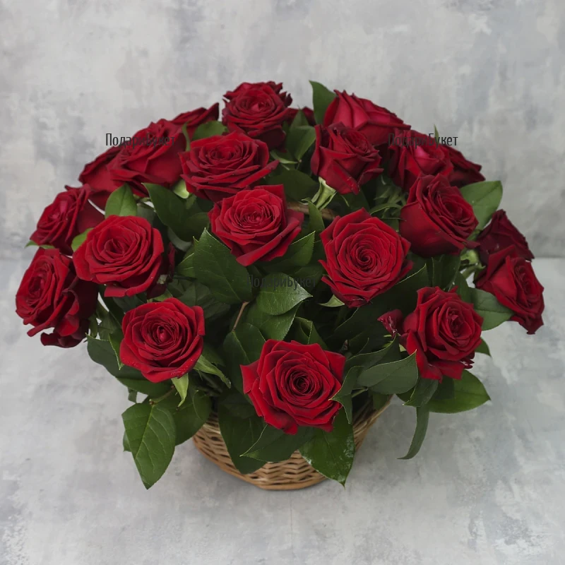 Basket of 25 Red Roses - Delivery in Ruse and More