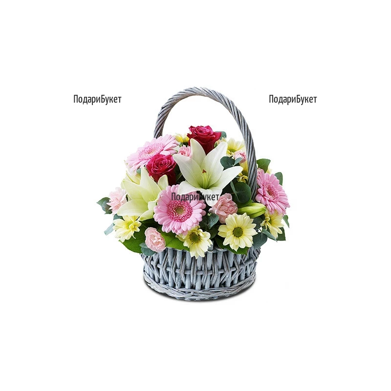 Order online basket with flowers