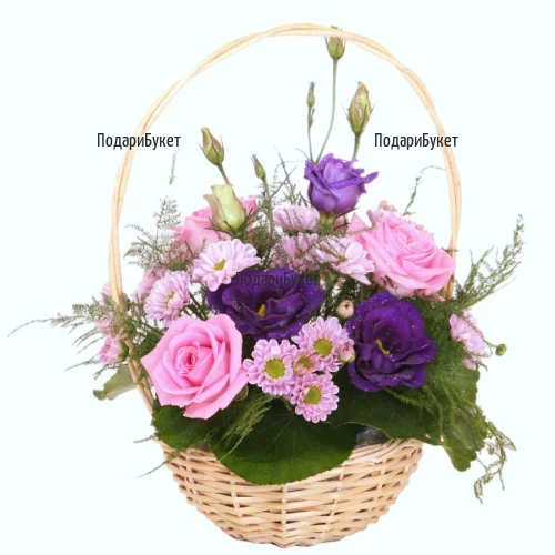 Send basket with pink flowers to Sofia, Plovdiv, Varna, Burgas