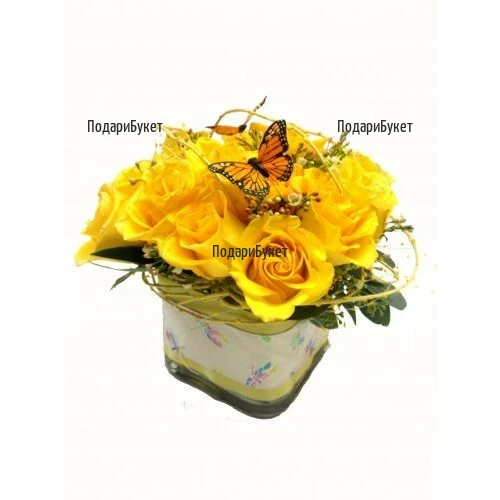 Send arrangements with yellow roses to Sofia, Plovdiv, Varna, Burgas