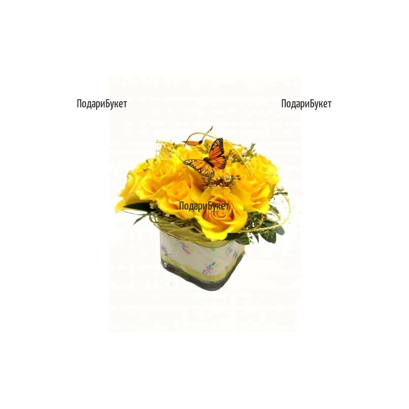 Send arrangements with yellow roses to Sofia, Plovdiv, Varna, Burgas