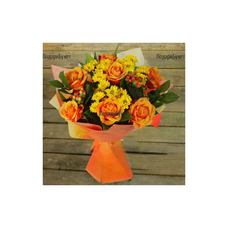 Order online bouquet of roses and chrysanthemums by courier