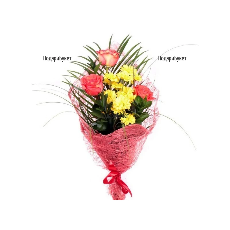 Send nice bouquet of roses and chrysanthemums to Sofia, Varna, Burgas