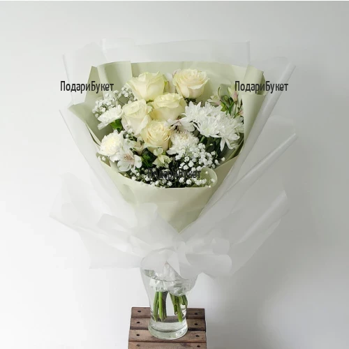 Send lovely bouquet of flowers and greenery.