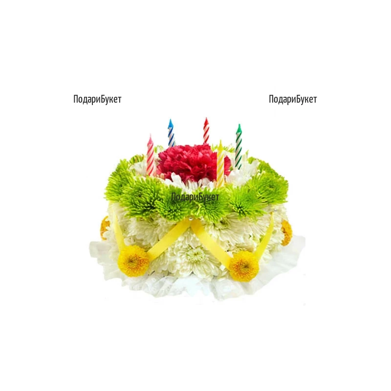 Order flower figure in the shape of cake for Birthday.