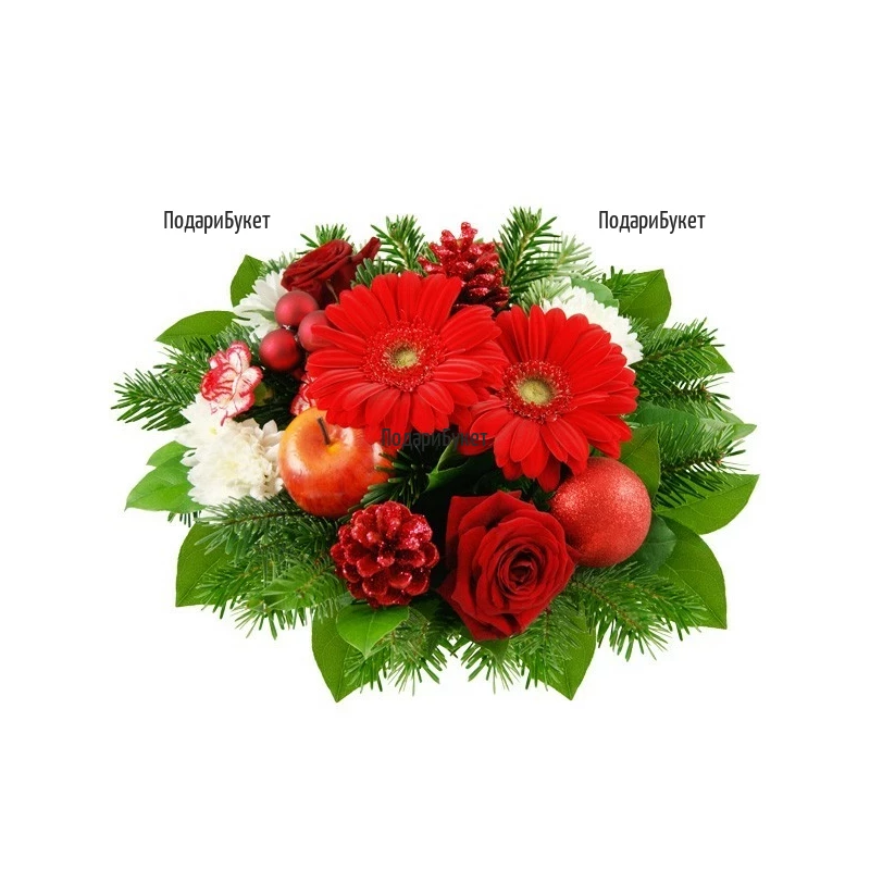 Online order and delivery of Christmas flowers by courier.