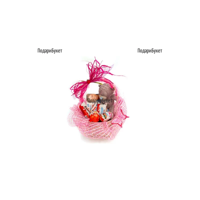 Send gift for the child - basket with sweets and a Teddy Bear