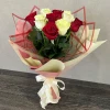 Send a bouquet of white and red roses to Bulgaria