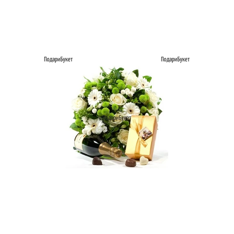 Send gifts and a bouquet of white flowers to Varna