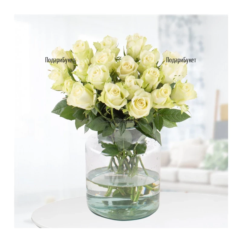 Send bouquet of white roses to Sofia, Plovdiv, Varna, Burgas