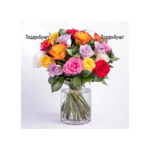 Send bouquet of multicoloured roses to Sofia, Plovdiv, Varna, Burgas