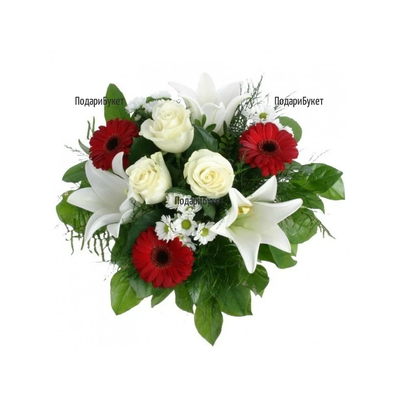 Send beautiful bouquet of flowers and greenery to Sofia, Plovdiv, Burgas