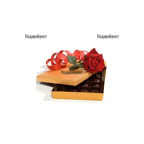 Flower delivery to Sofia - one rose and chocolates